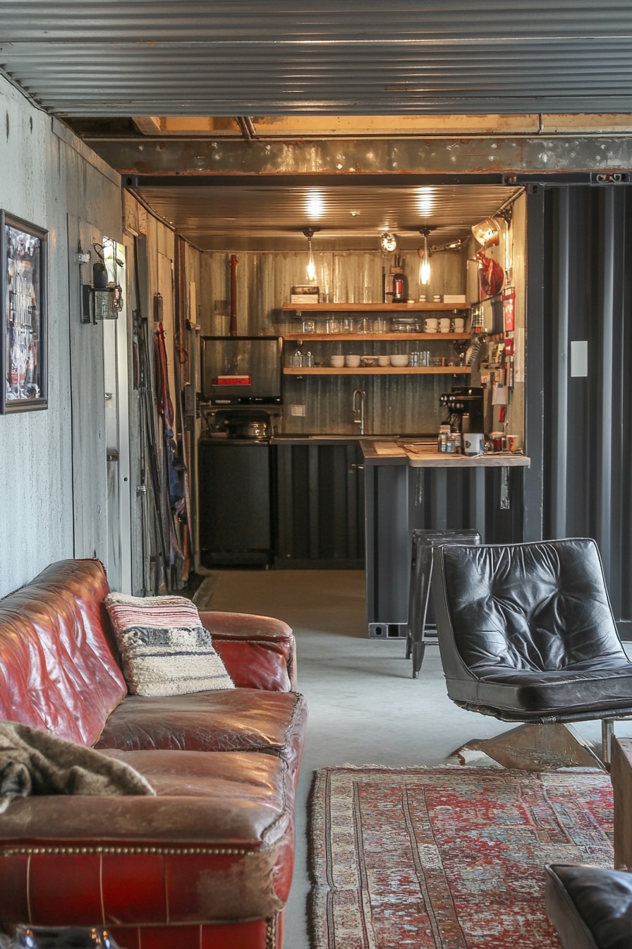 shipping container cabin vintage industrial chic 1