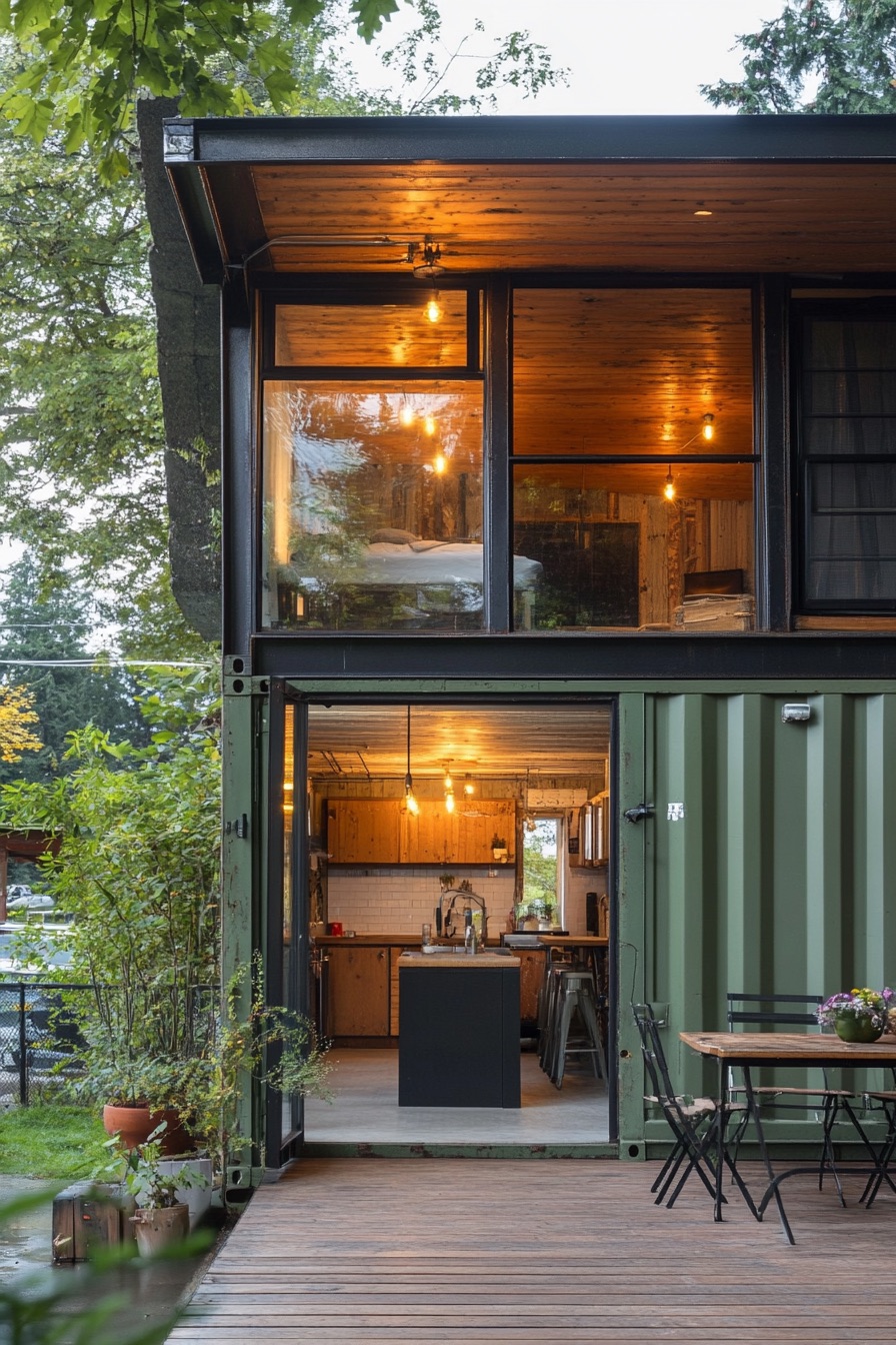 shipping container cabin vintage industrial chic 2