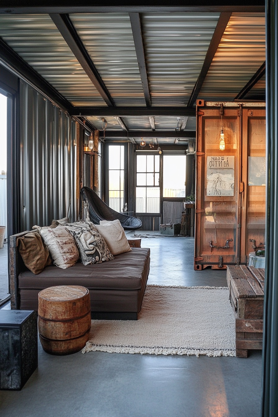 shipping container cabin vintage industrial chic 3