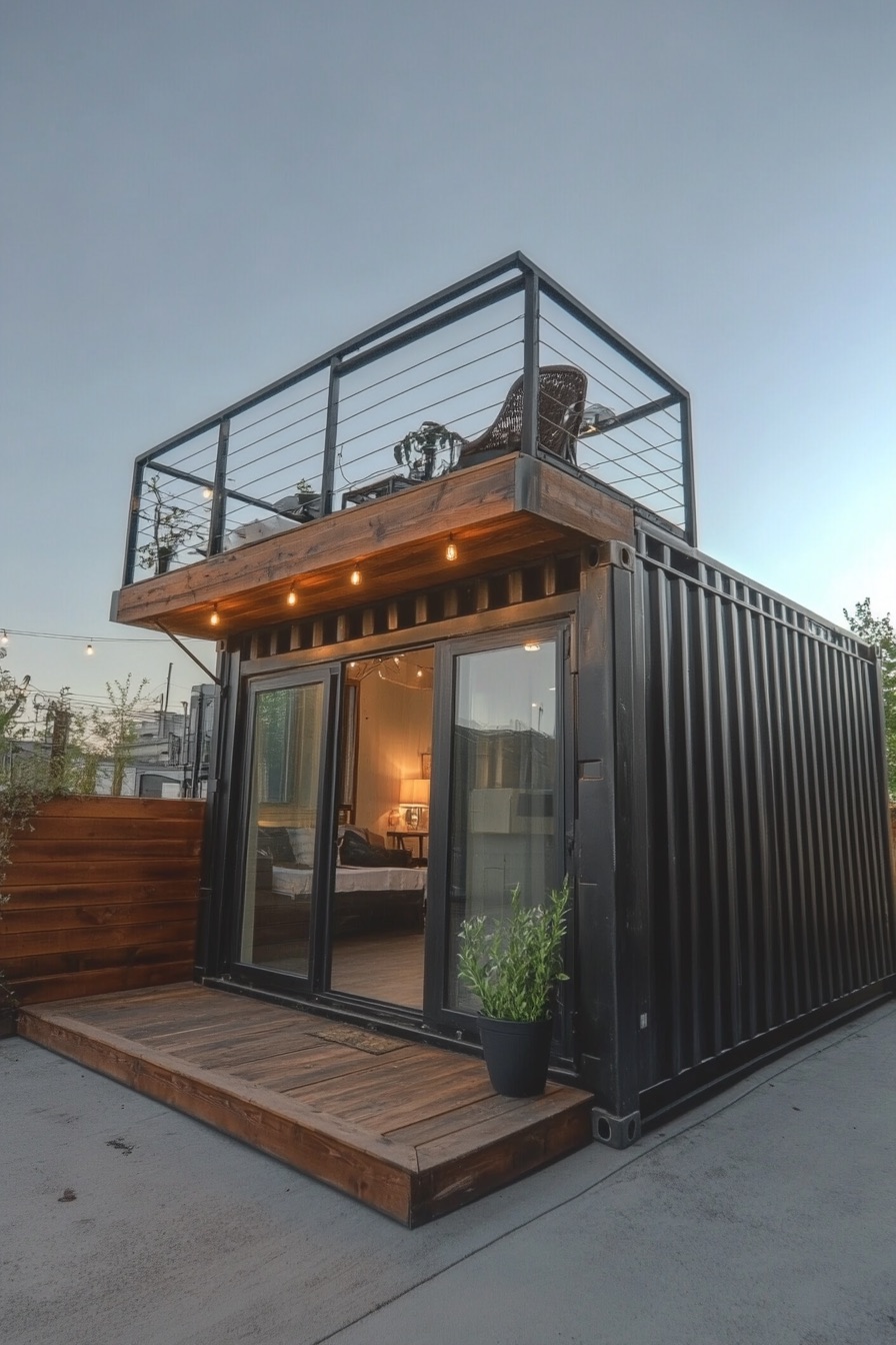 shipping container cabin vintage industrial chic 4