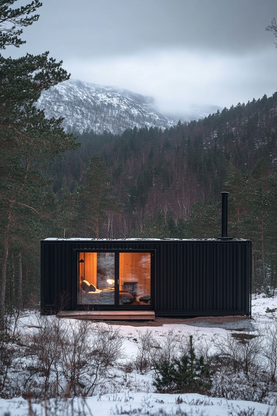 shipping container cabin scandinavian hygge 1