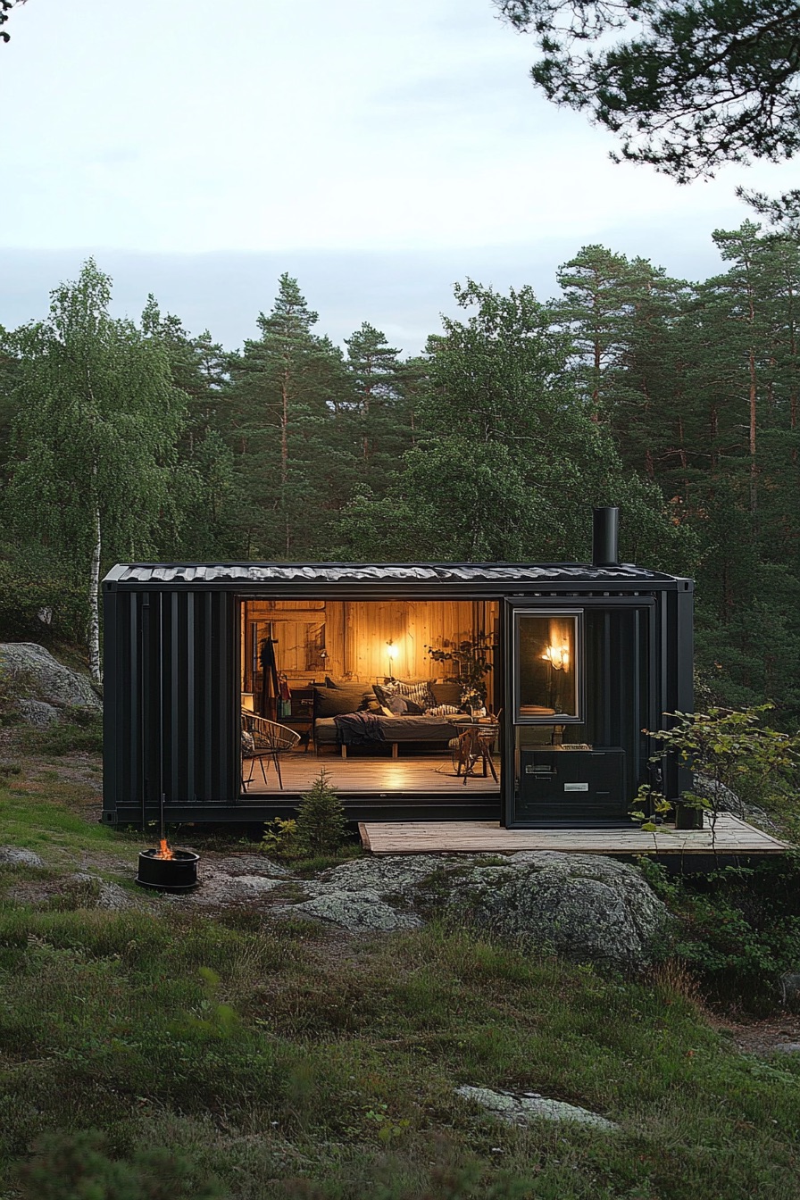 shipping container cabin scandinavian hygge 2