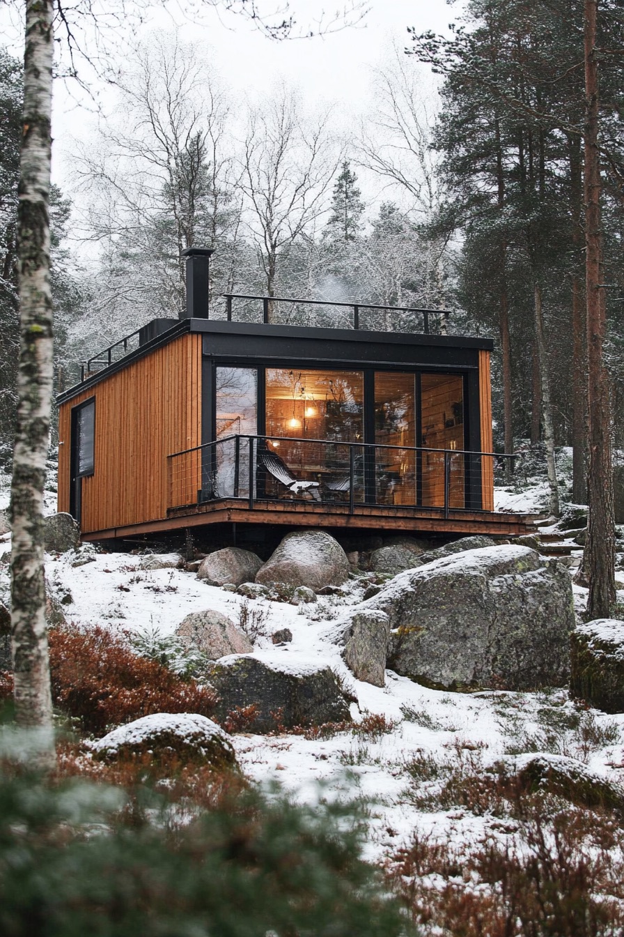 shipping container cabin scandinavian hygge 3