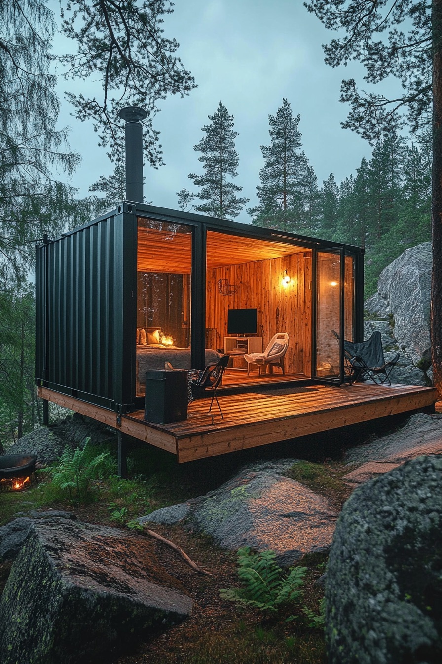 shipping container cabin scandinavian hygge 4