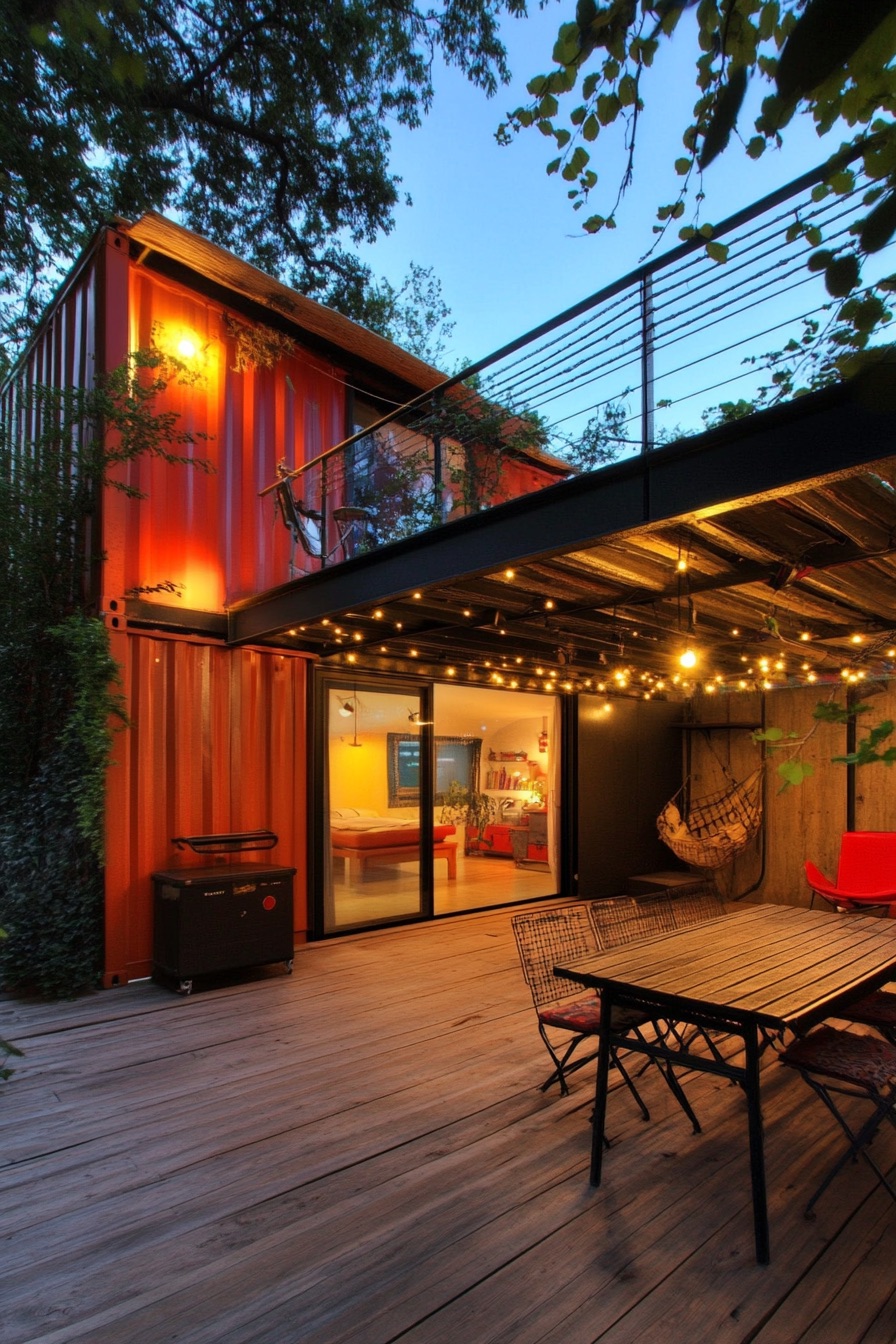 shipping container cabin mediterranean courtyard 4