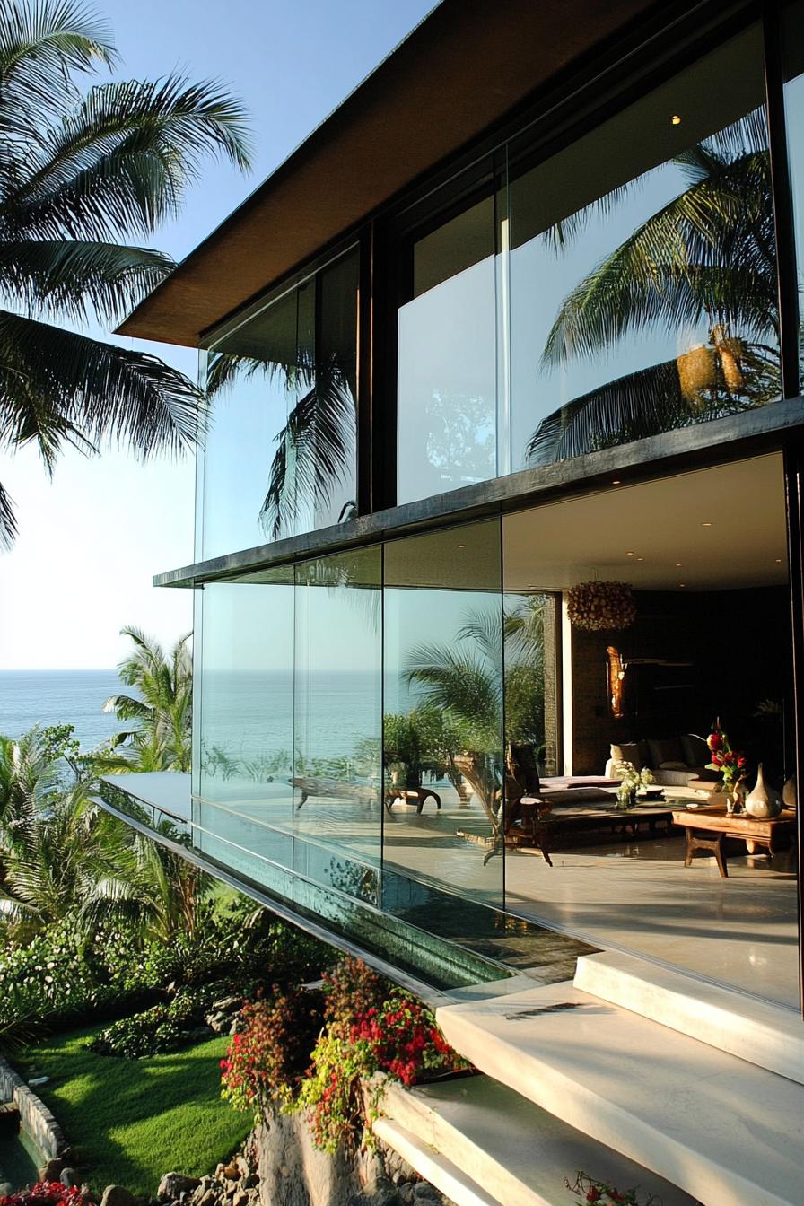 glass walled tropical beach house 1