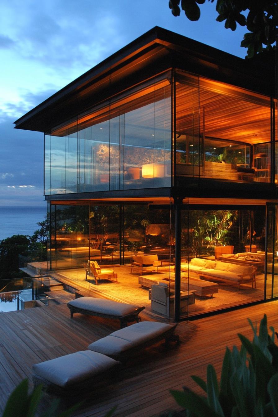 glass walled tropical beach house 2