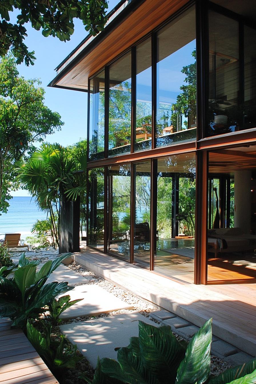 glass walled tropical beach house 3