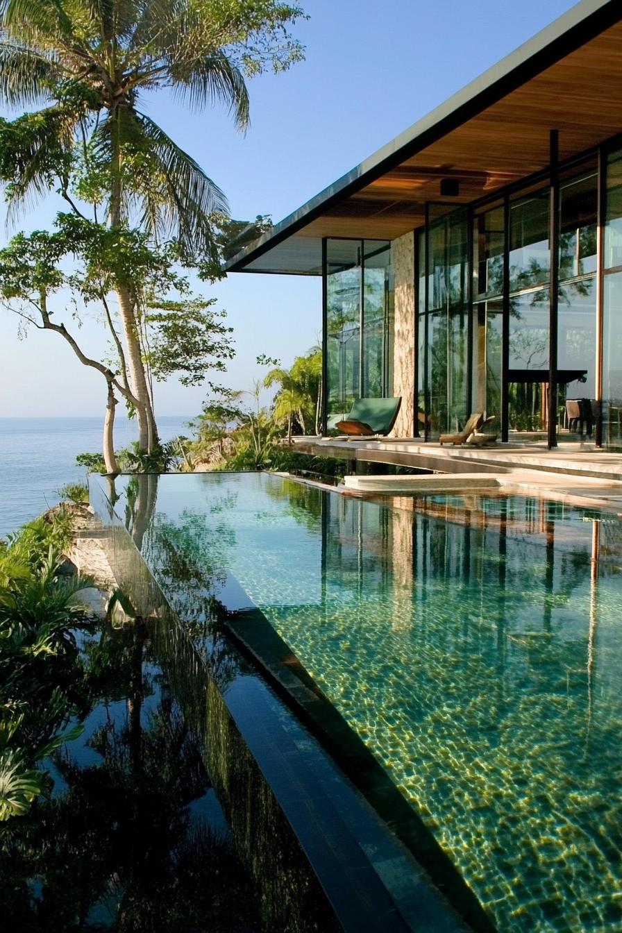 glass walled tropical beach house