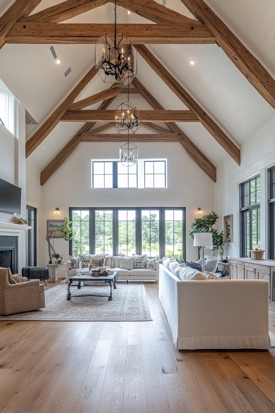 high ceiling exposed wooden beams 4