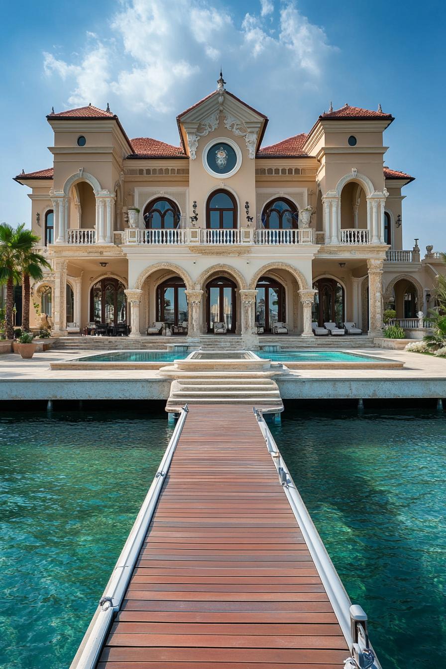 luxury expensive beachfront mansion palace with private dock 1