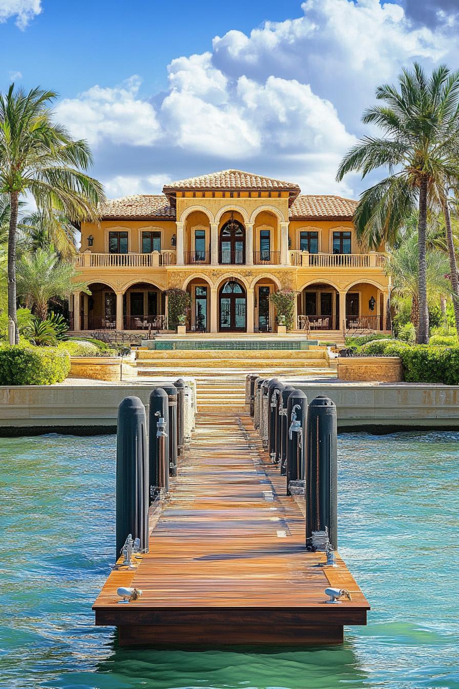 luxury expensive beachfront mansion palace with private dock 2