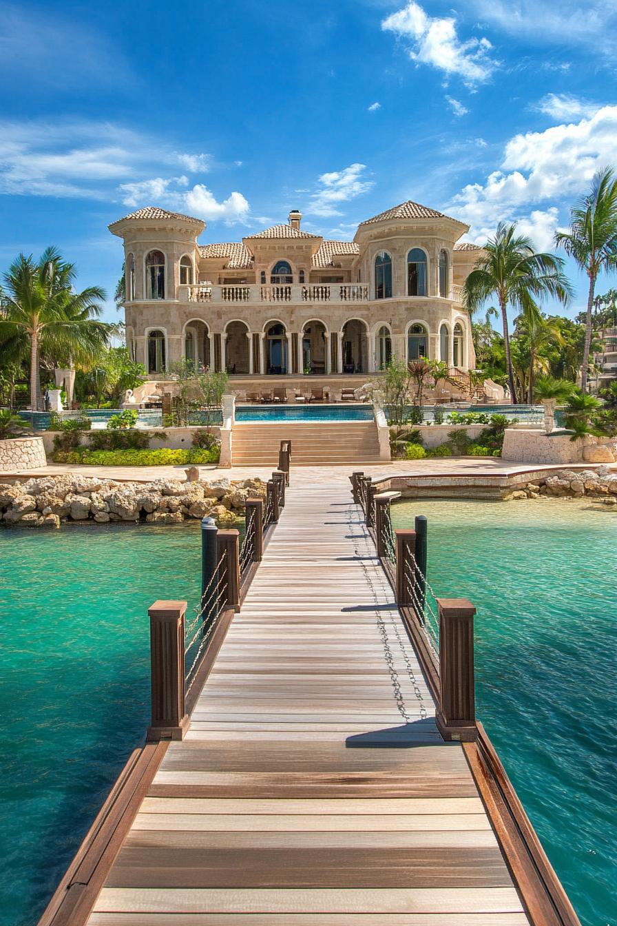 luxury expensive beachfront mansion palace with private dock 3