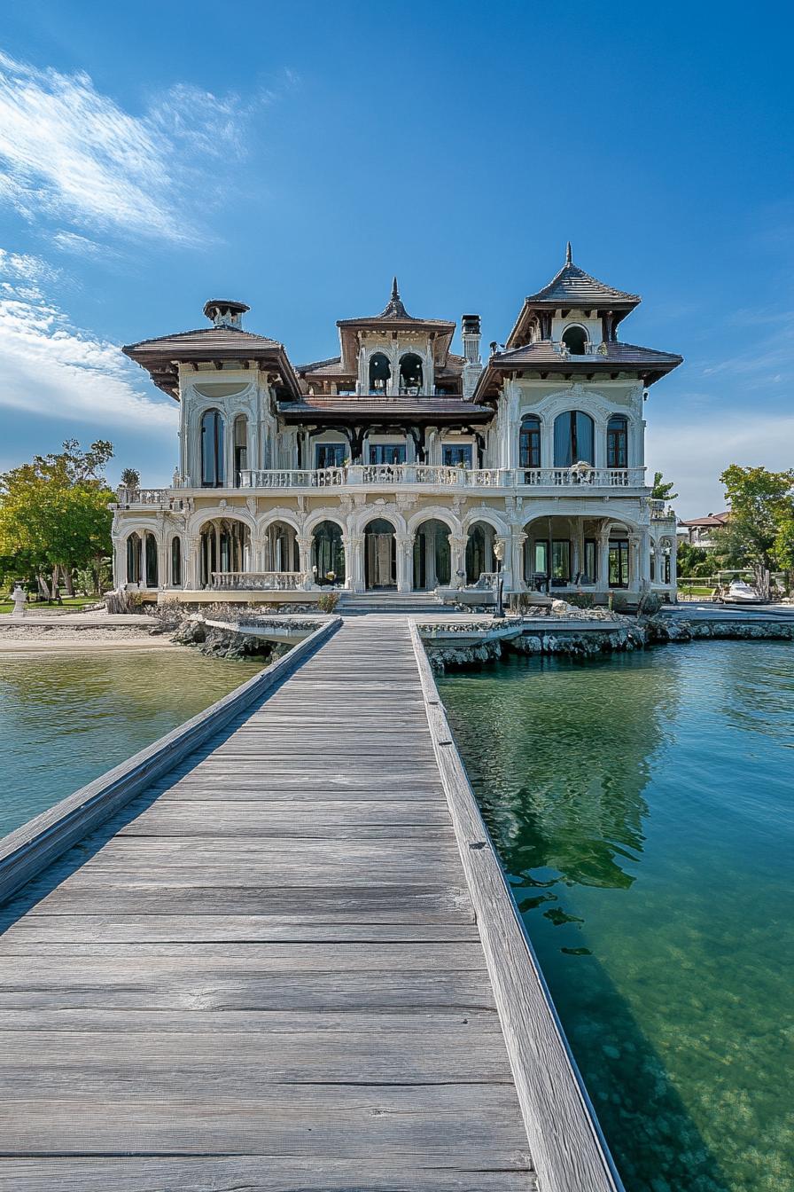 luxury expensive beachfront mansion palace with private dock