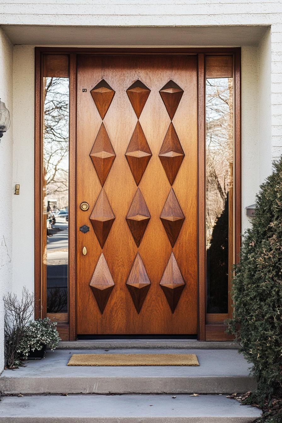 mid century house front door with geometric panels 1