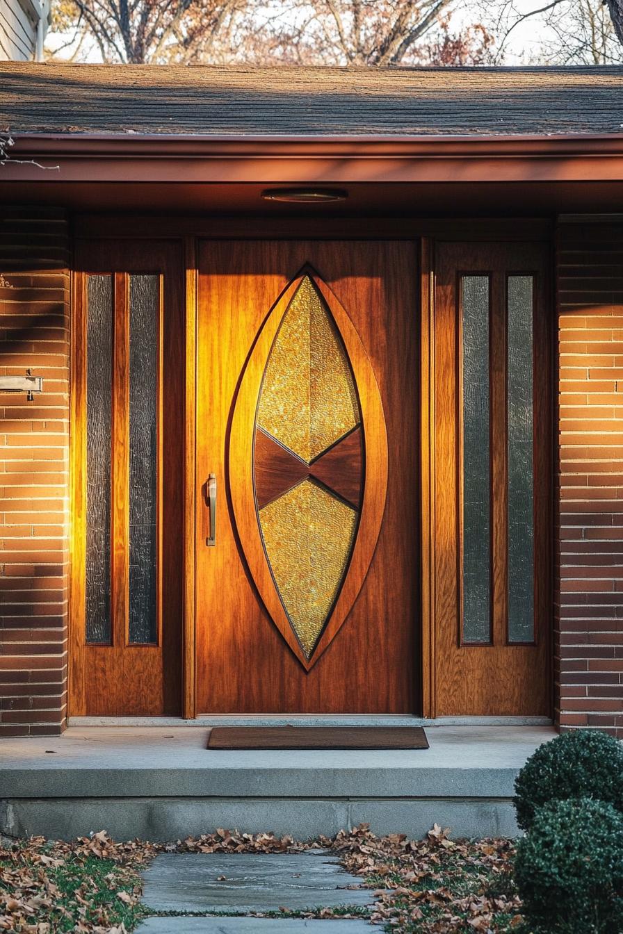 mid century house front door with geometric panels 2