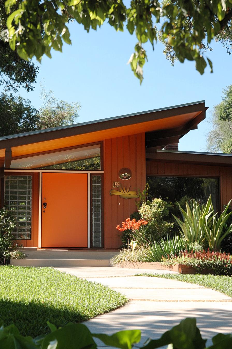 mid century modern 1950s style house with low pitch roof 3