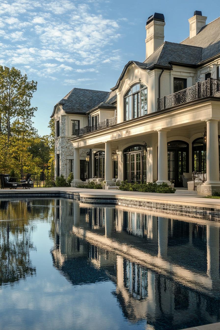 modem hampton style luxury mansion with large infinity pool 1