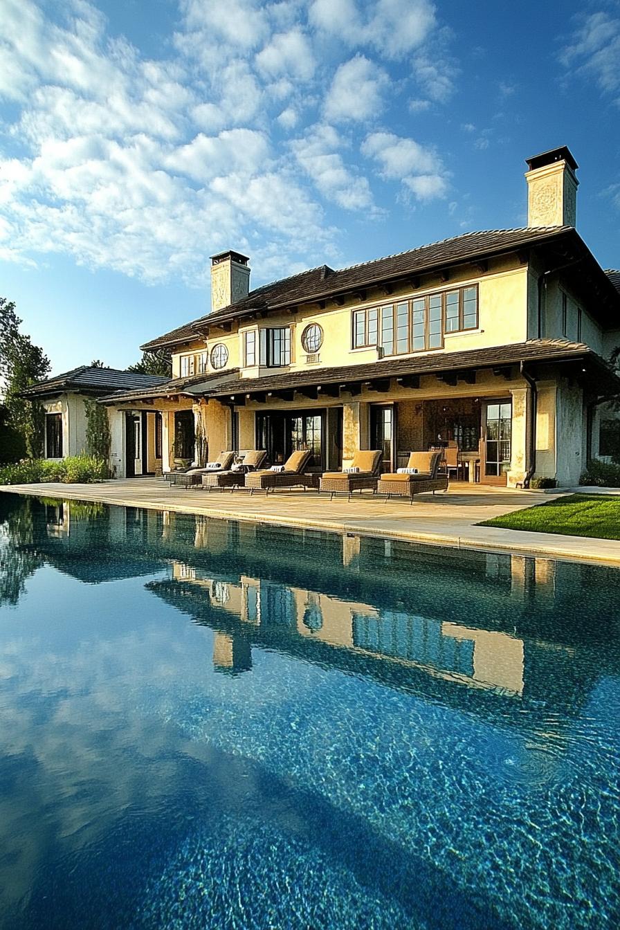 modem hampton style luxury mansion with large infinity pool 2