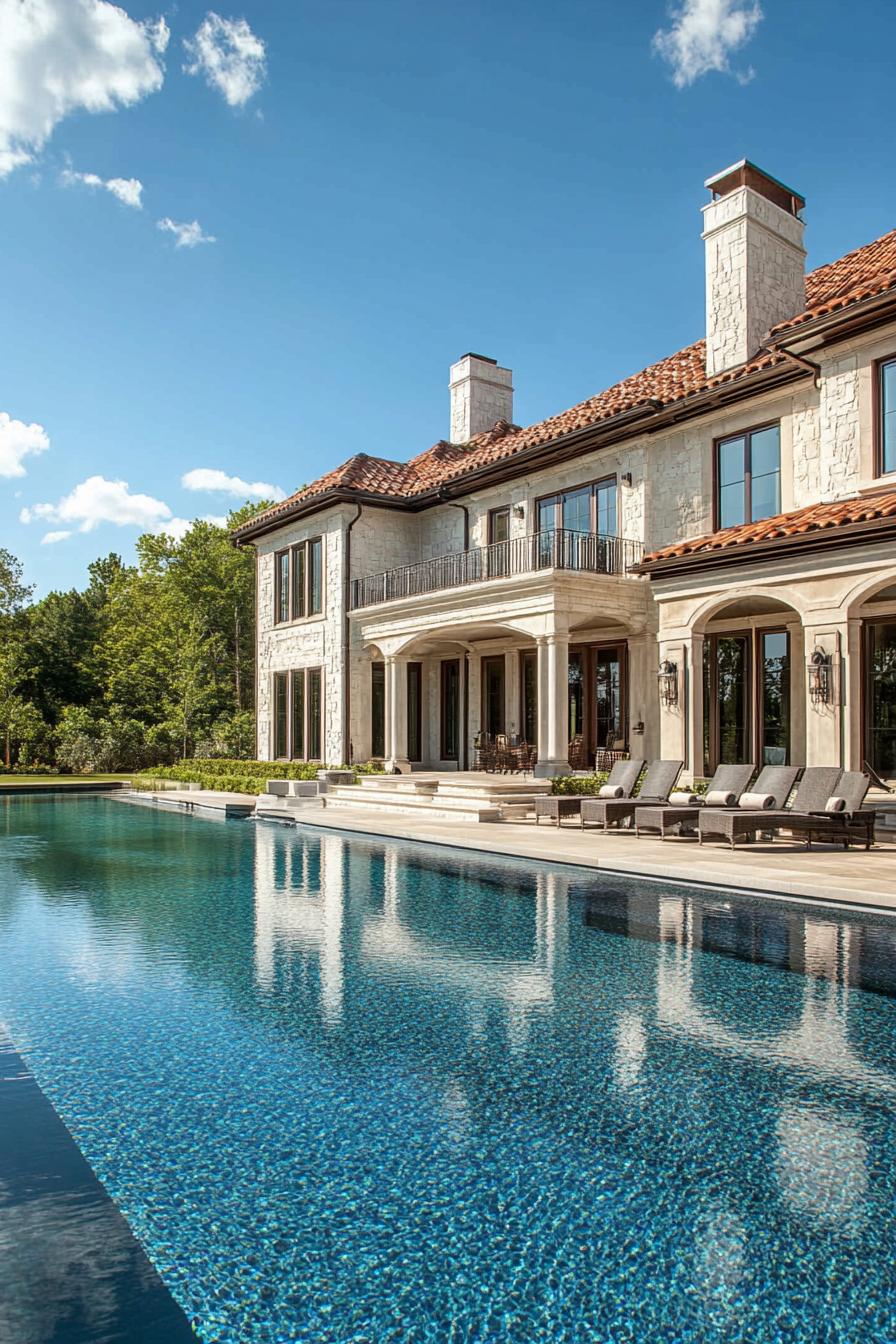 modem hampton style luxury mansion with large infinity pool 3