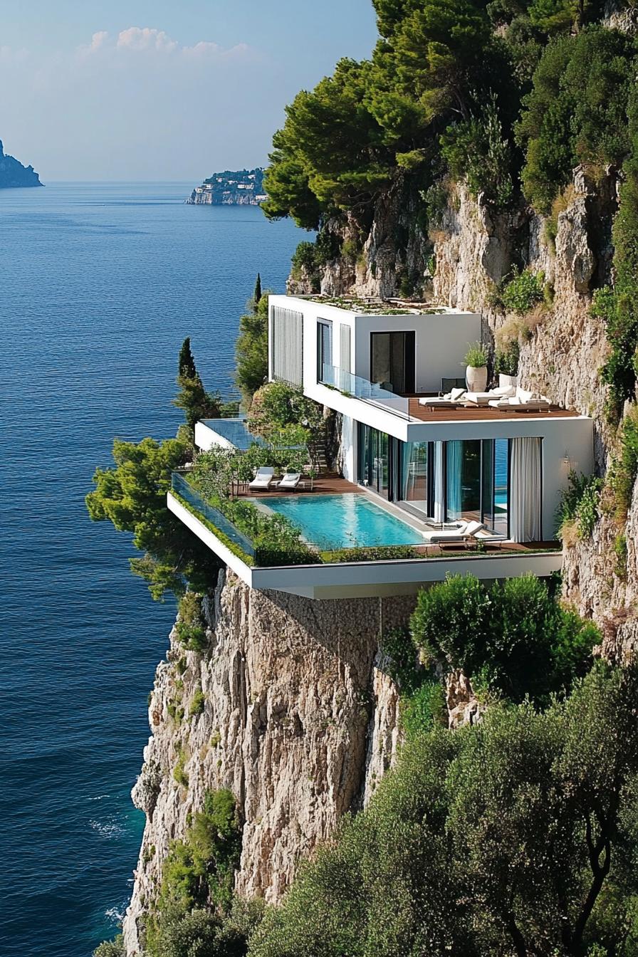 modern Amalfi coast cliffside villa 2