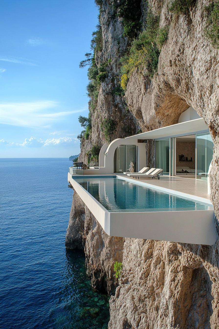 modern Amalfi coast cliffside villa