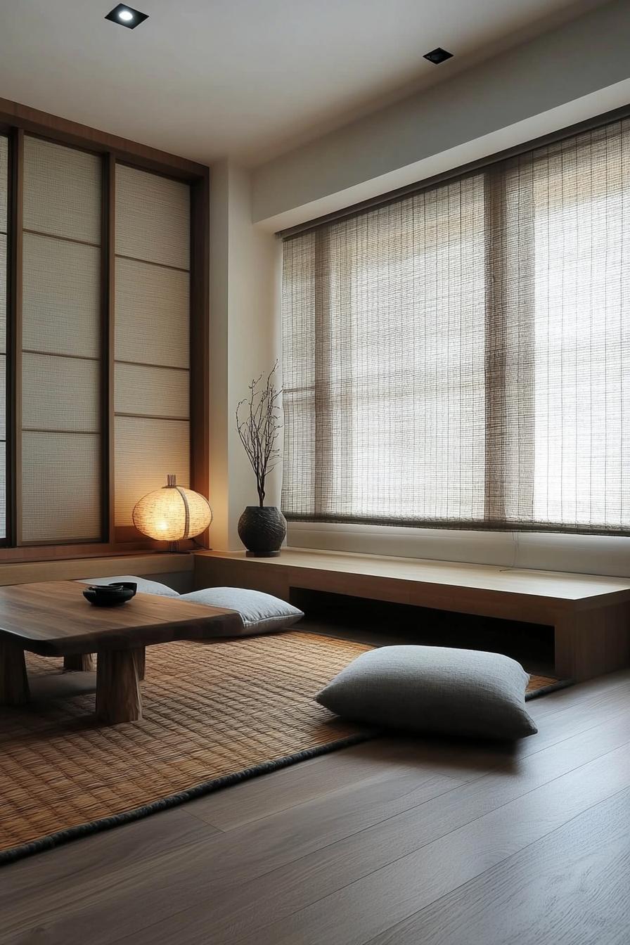 modern Korean home minimalist interior with tatami rugs 1