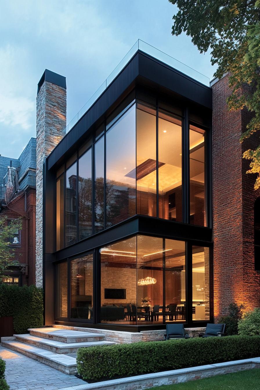 modern house exterior glass corners in a stunning cityscape 1