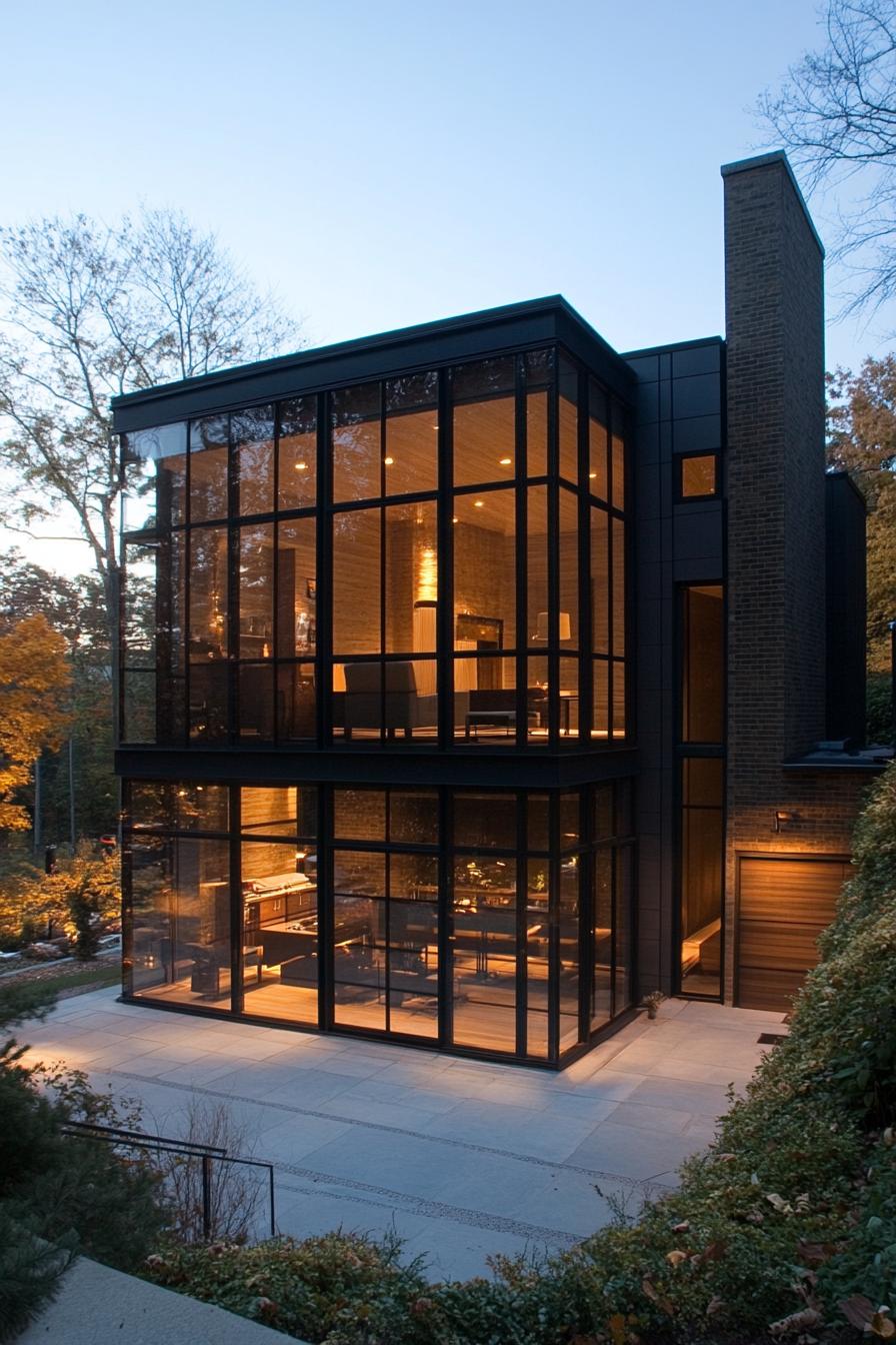 modern house exterior glass corners in a stunning cityscape 3