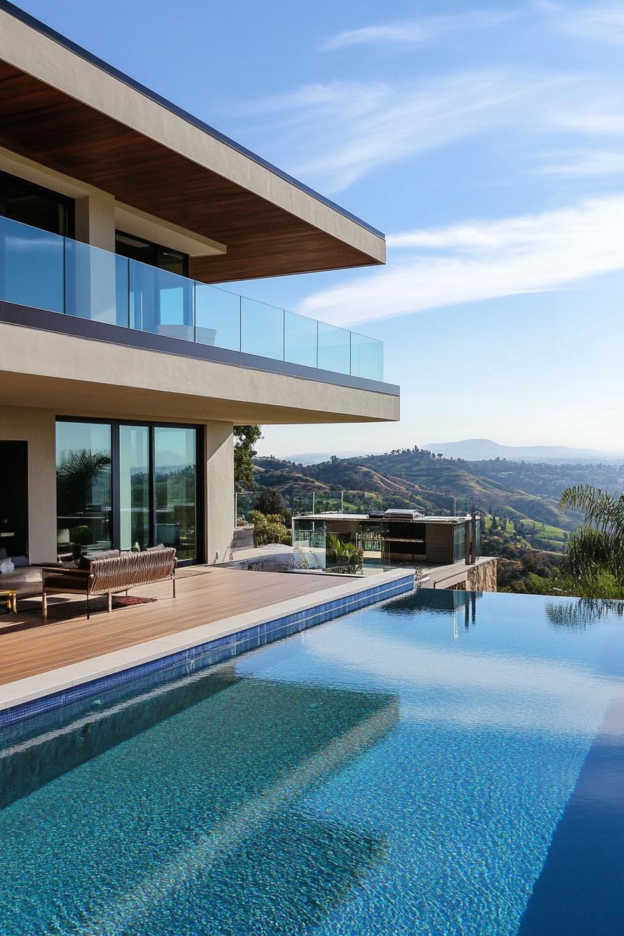 modern house rooftop deck with infinity pool and glass rails 1