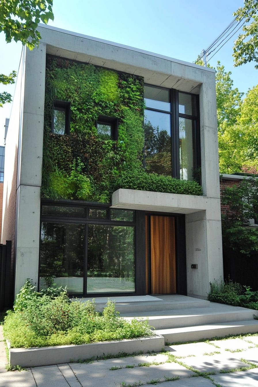 modern house with precast concrete facade with living green wall city neighborhood 1