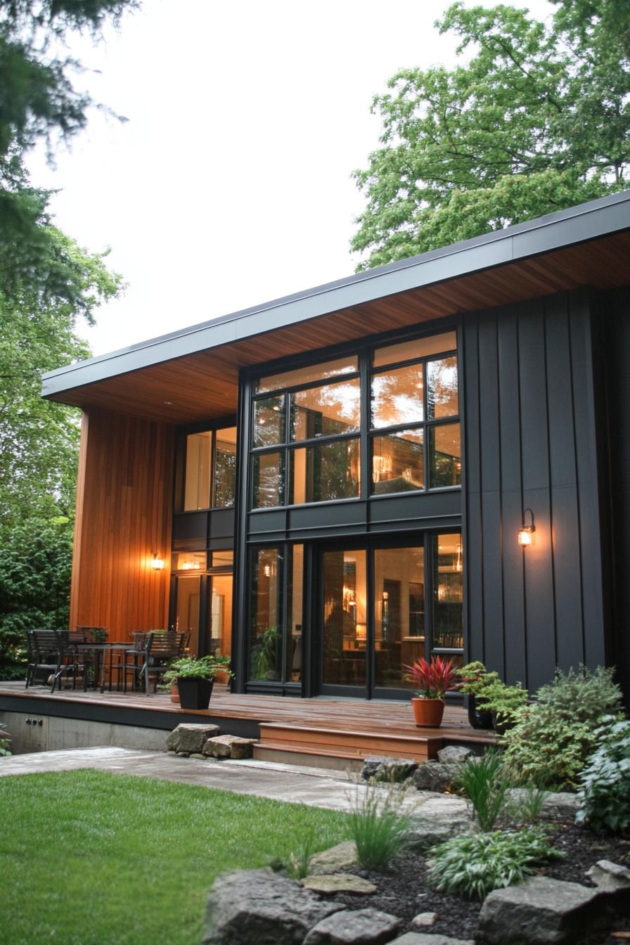 modern industrial steel and wood house in forest grove