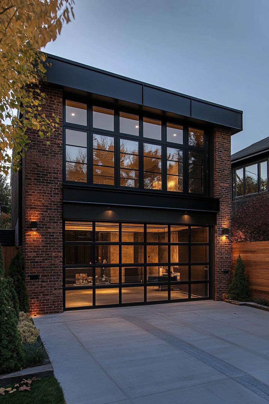 modern separate garage unit with glass doors in a modern yard with aesthetic urban views 1