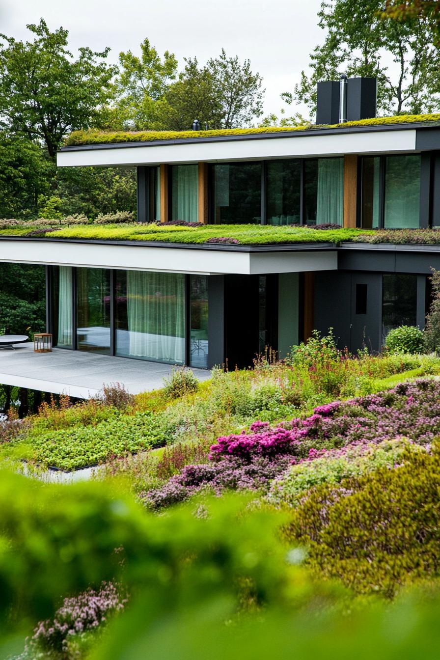 modern suburban mansion with green living roof 2