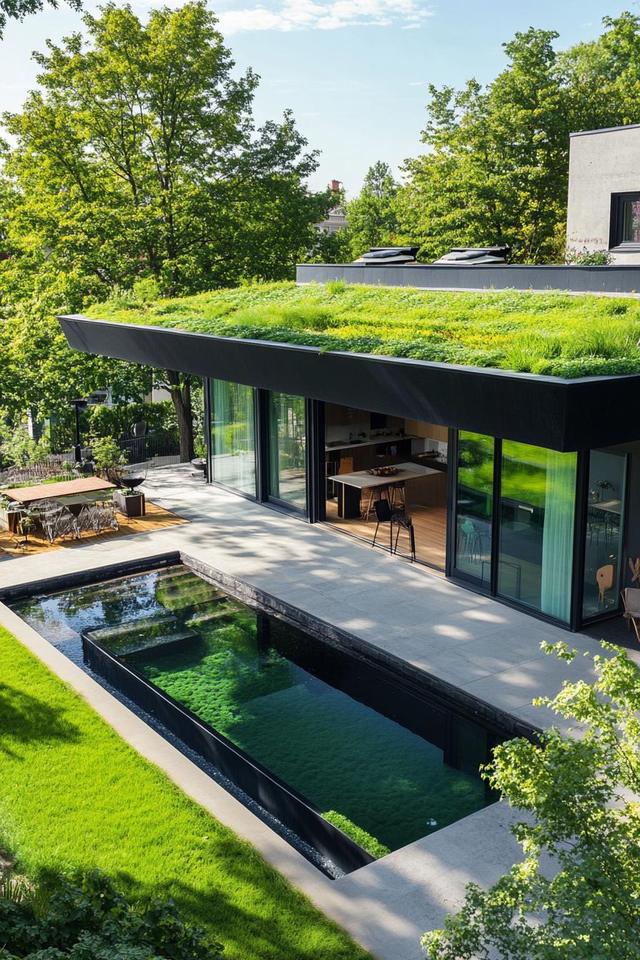 modern suburban mansion with green living roof 3