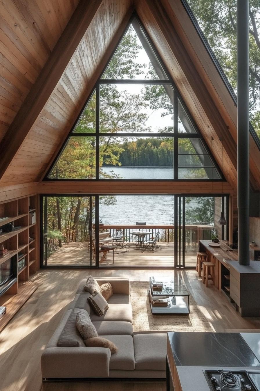 modern tiny a frame home on private lake peninsula 1