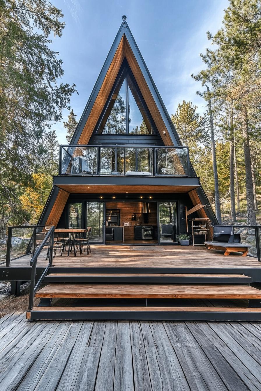 modern tiny a frame home on private lake peninsula 3