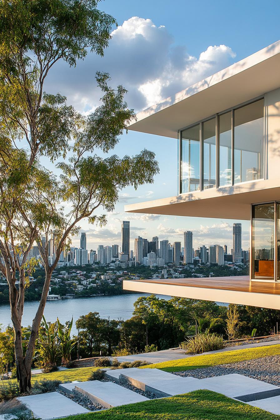 modern urban white house with stunning city skyline views 1