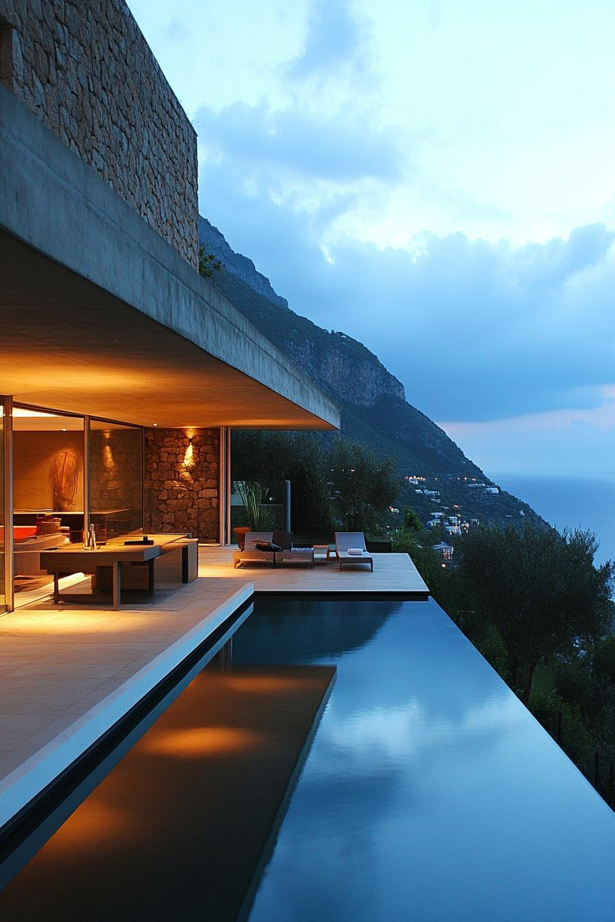 modern villa with outdoor pool extending indoors stunning mountain sea view 1