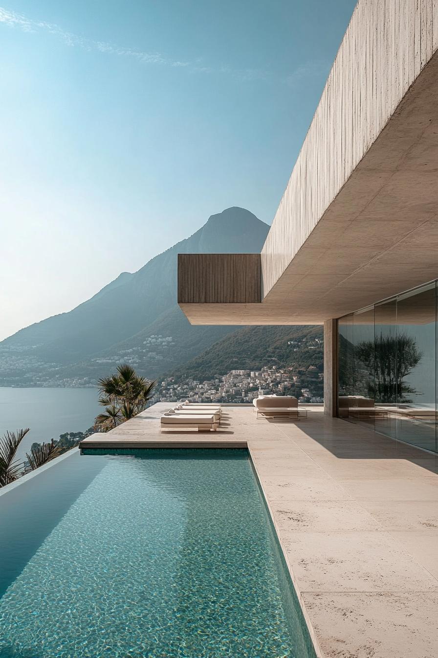 modern villa with outdoor pool extending indoors stunning mountain sea view 3