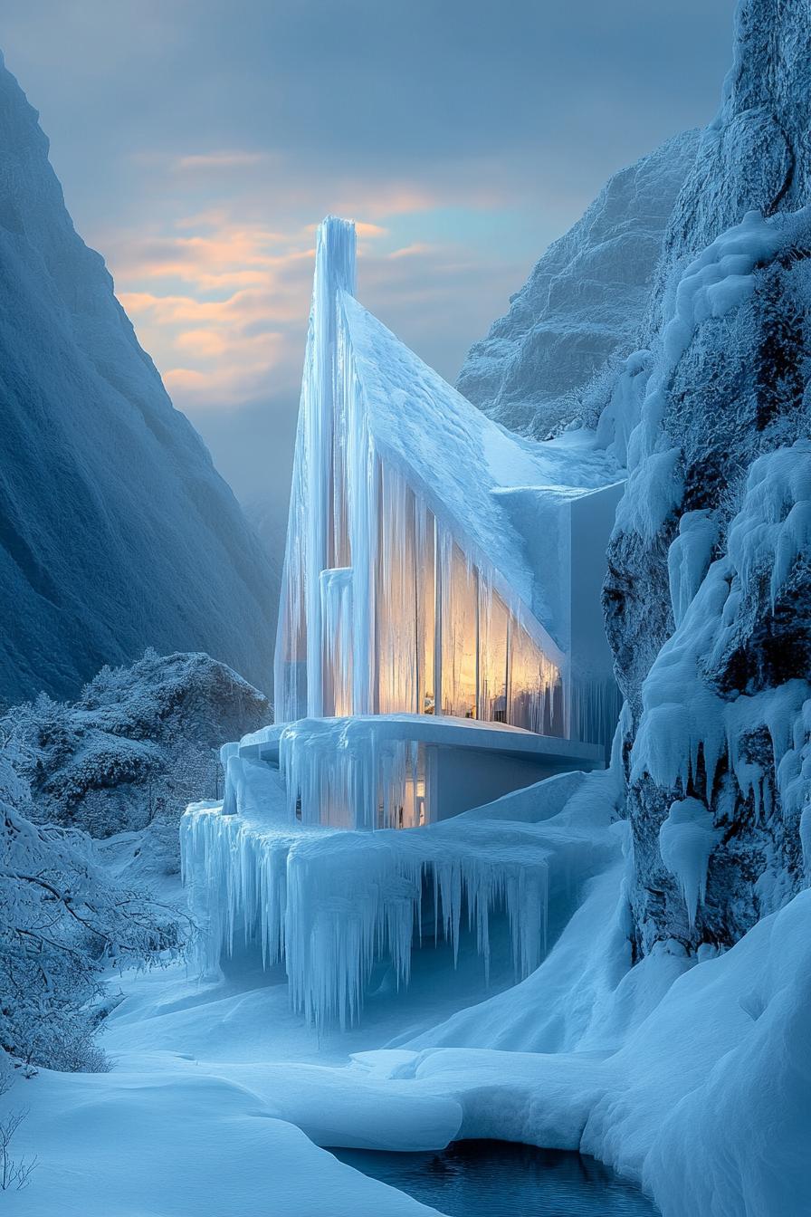 modern winter mountain ice palace 1