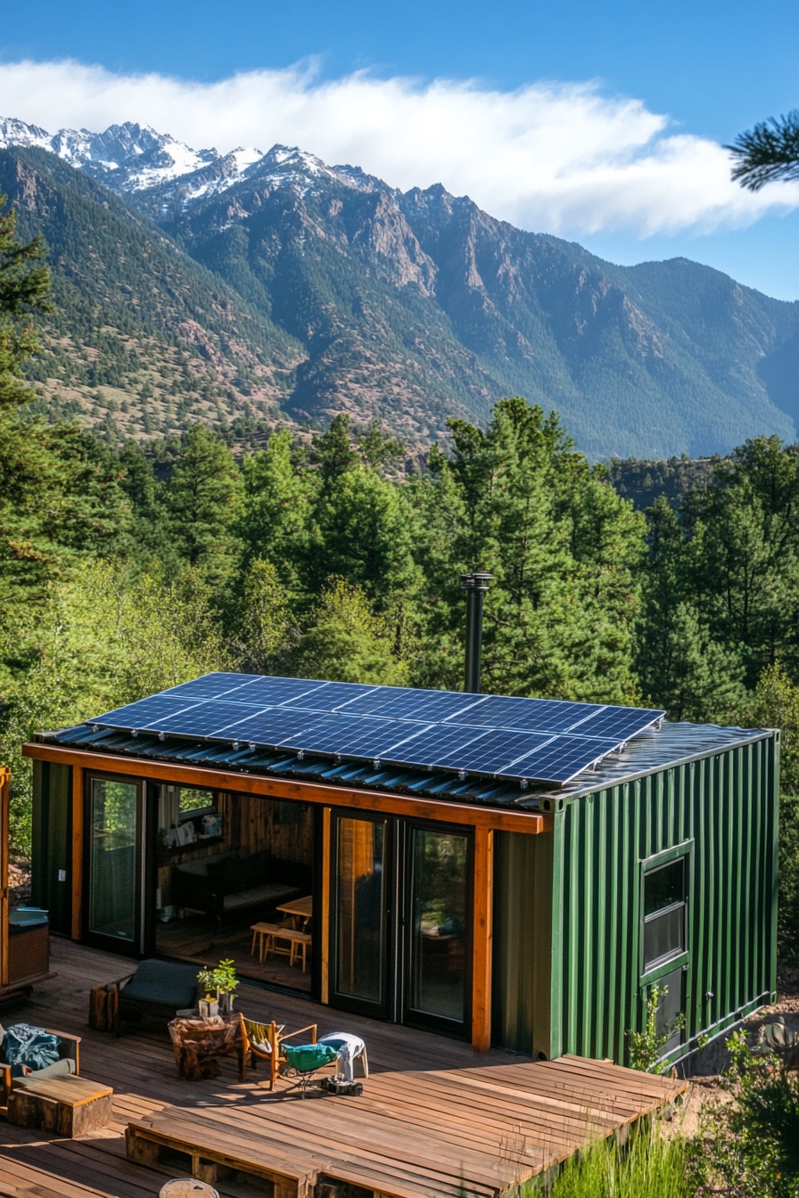 shipping container cabin solar roof 1