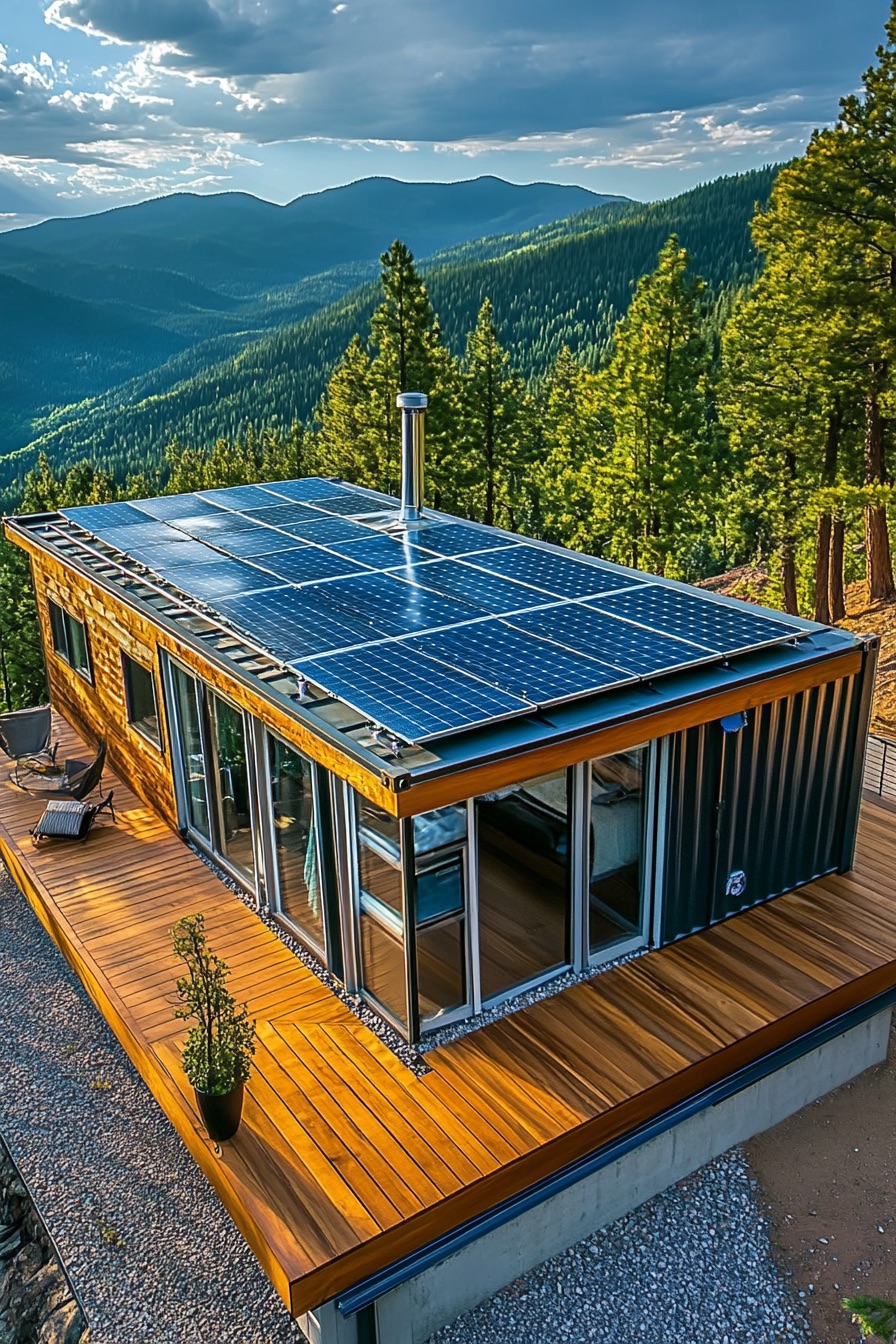 shipping container cabin solar roof 2