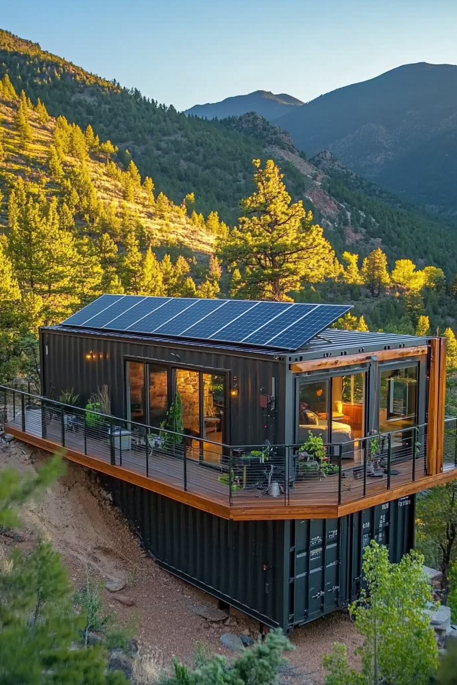 shipping container cabin solar roof 3