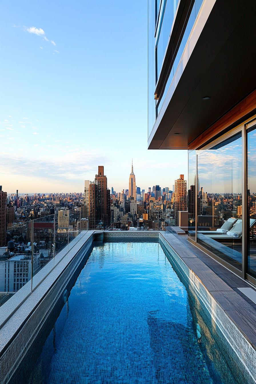 view from rooftop pool with transparent walls overlooking stunning city skyline 1