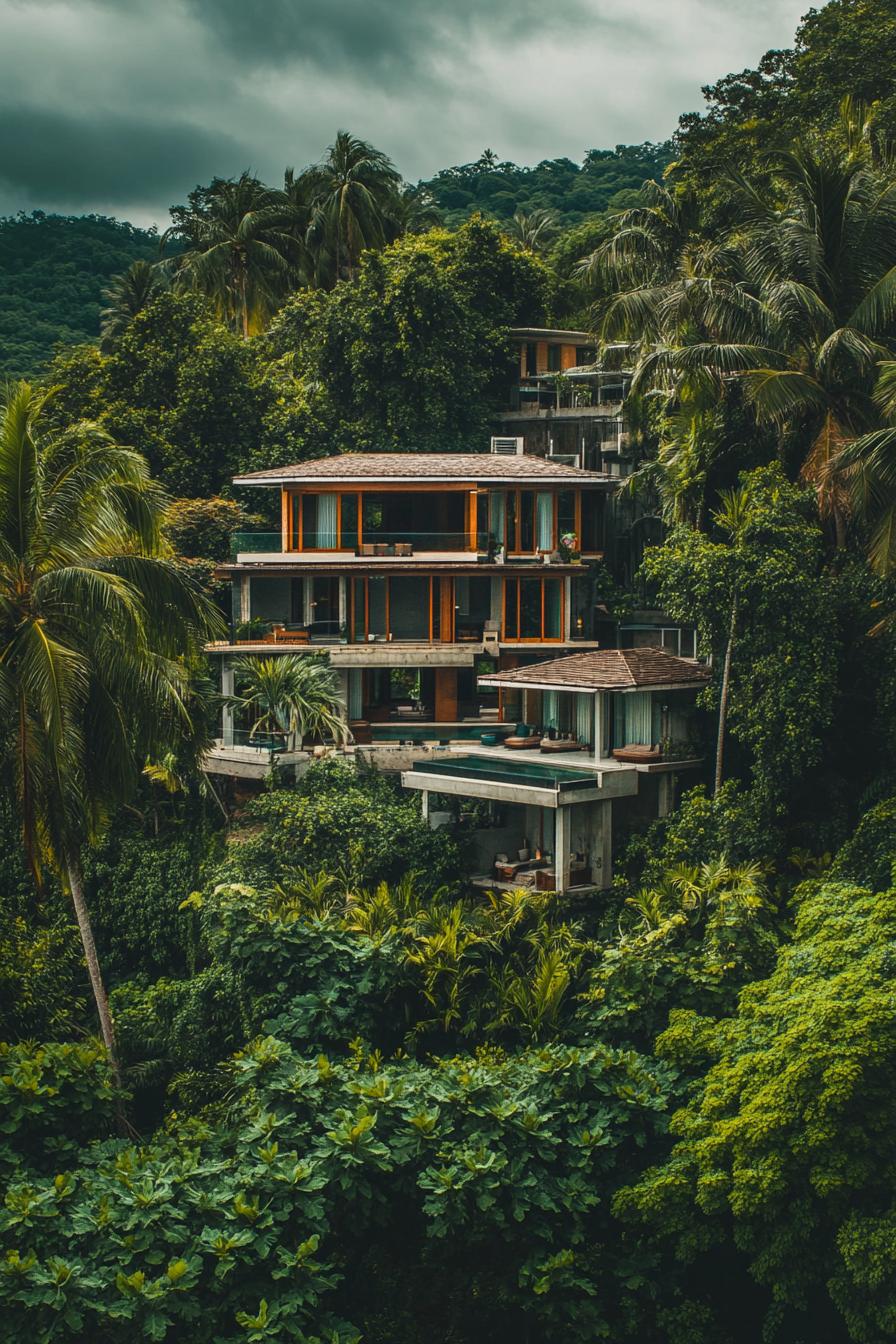 huge luxury mansion build high on trees in a lush tropical jungle 1