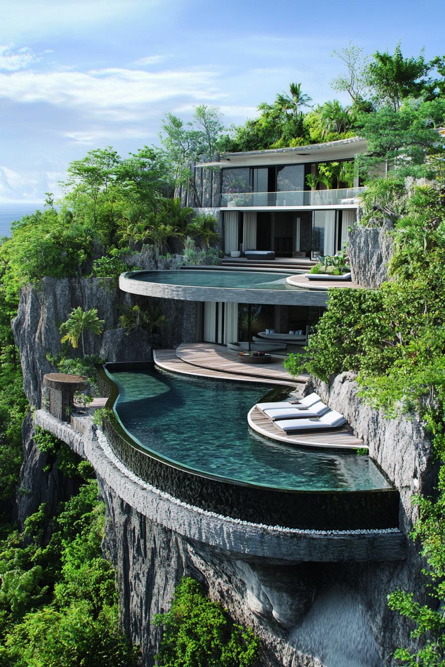 luxury cliff mansion with infinity pools