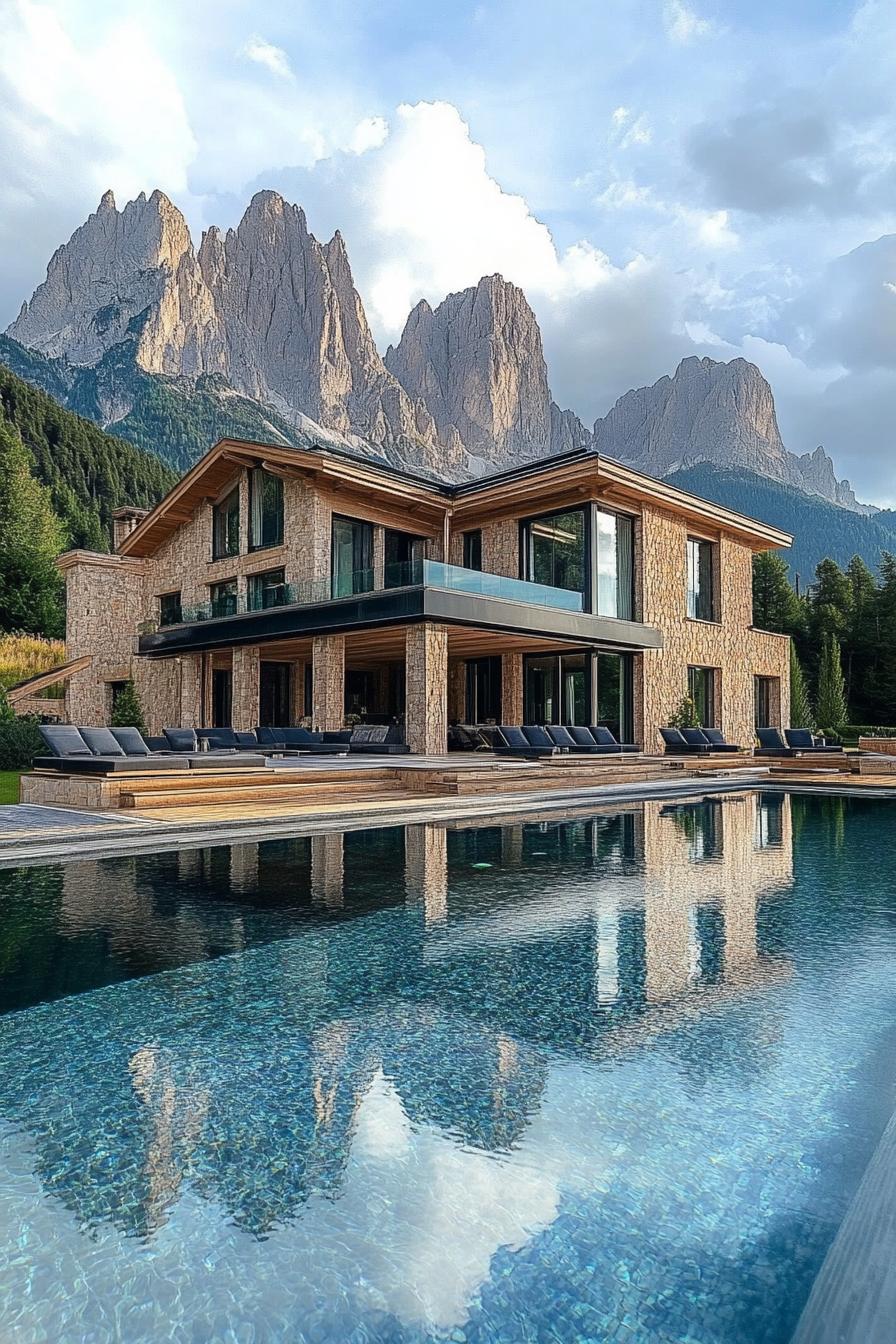 luxury massive mountain palace with large infinity pool