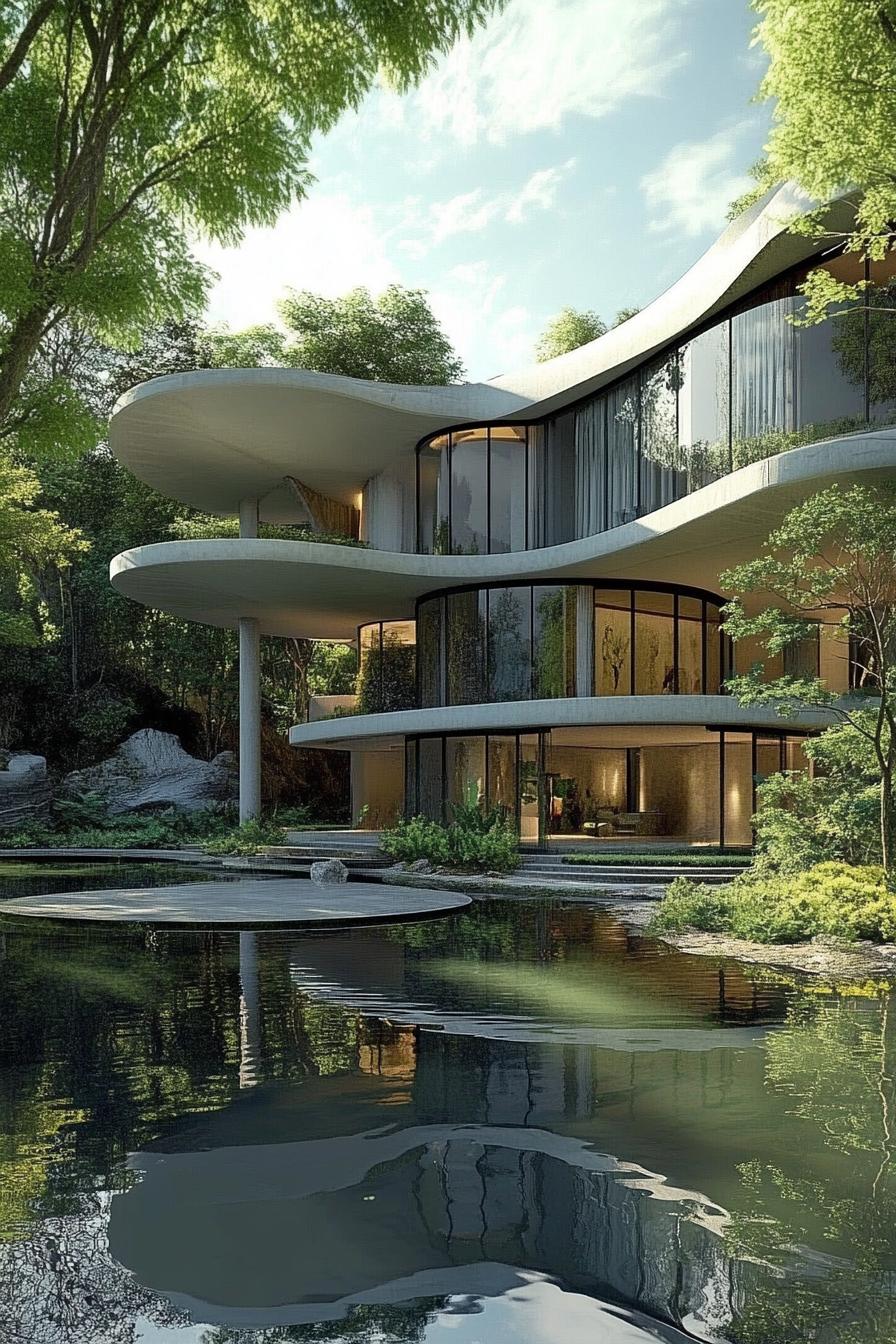 massive modern forest palace mansion 2