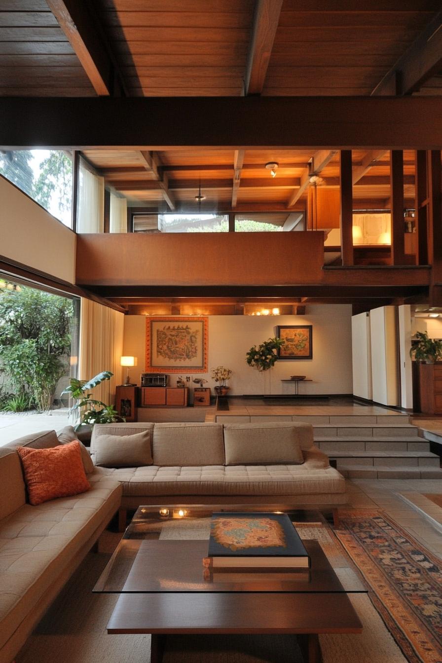 mid century modern zen style home in earthy tones 2